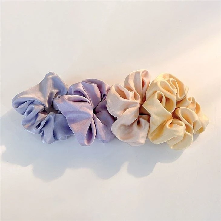 Custom Solid Color 100% Silk Satin Scrunchies